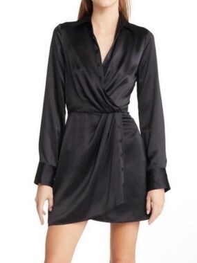 Reformation Alaine Wrap Dress Black Silk Size 2